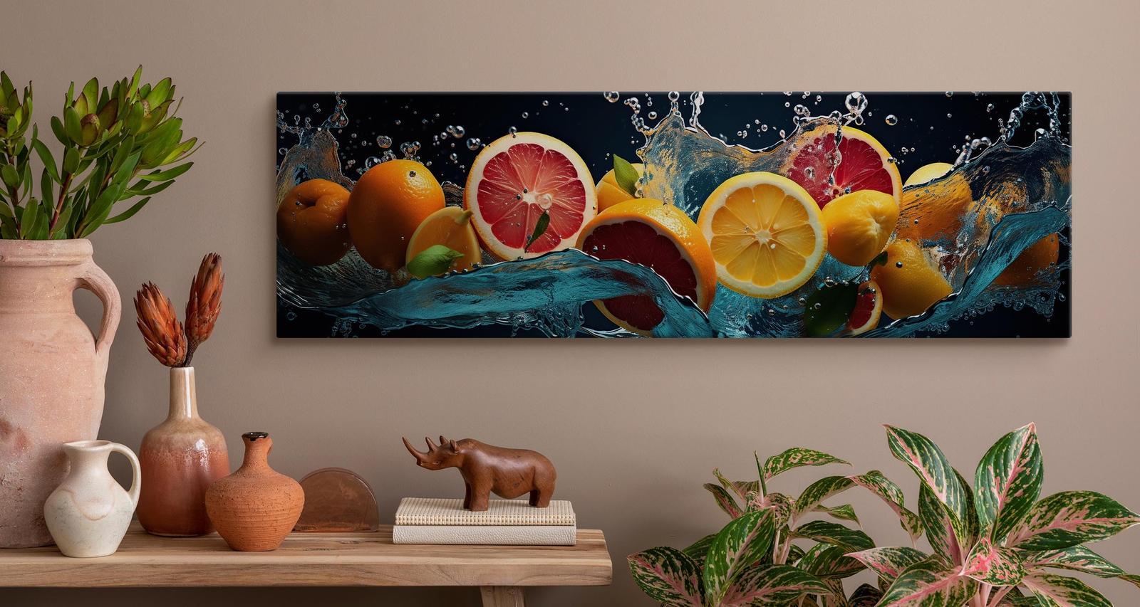 Obraz Panoramiczny Do Kuchni Owoce CYTRUSY Abstrakcja Efekt 3D 145x45cm nr. 4