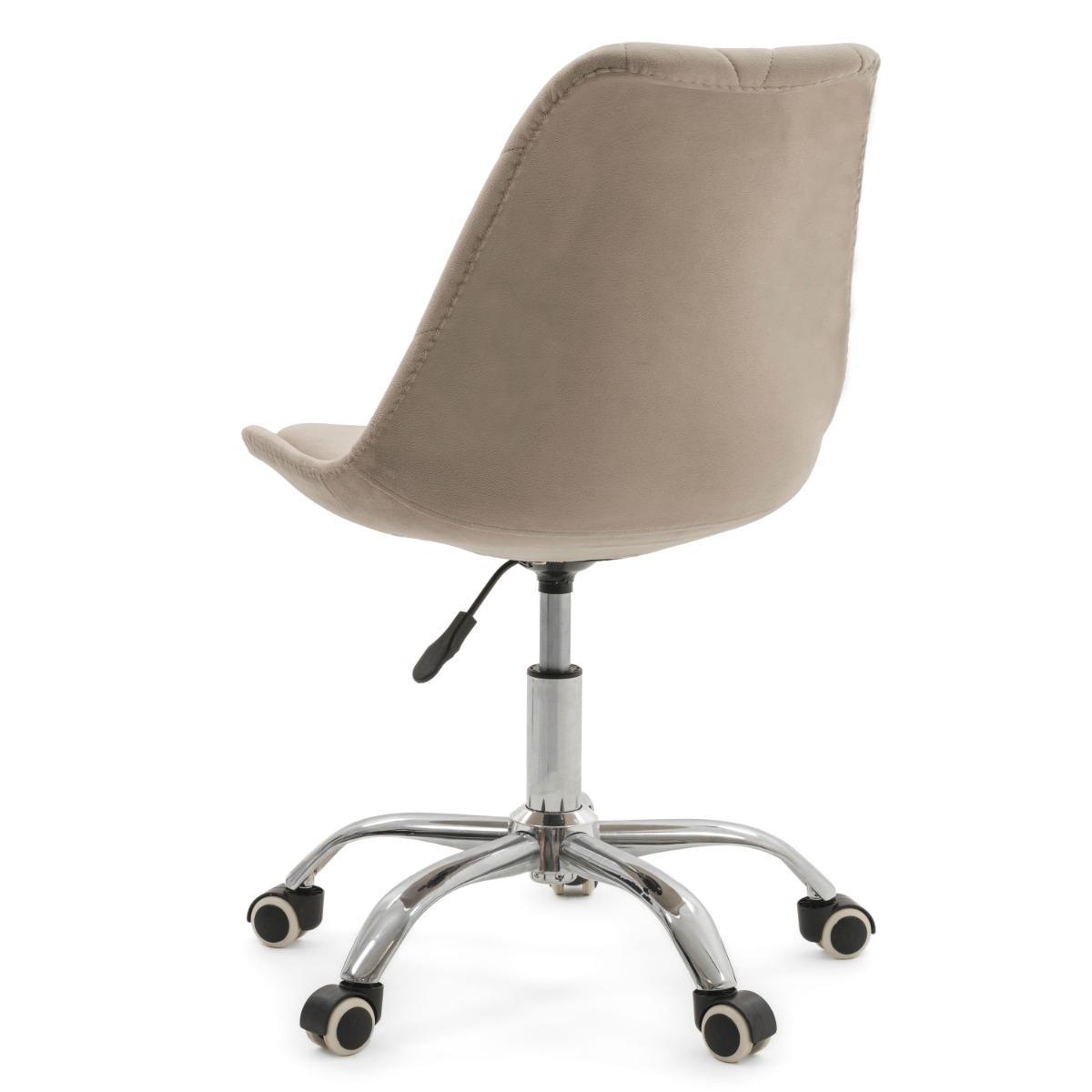 Krzesło do biurka DUBLIN biurowe krzesło obrotowe welurowe z poduszka do pokoju biura ciemnobeżowe nr. 8