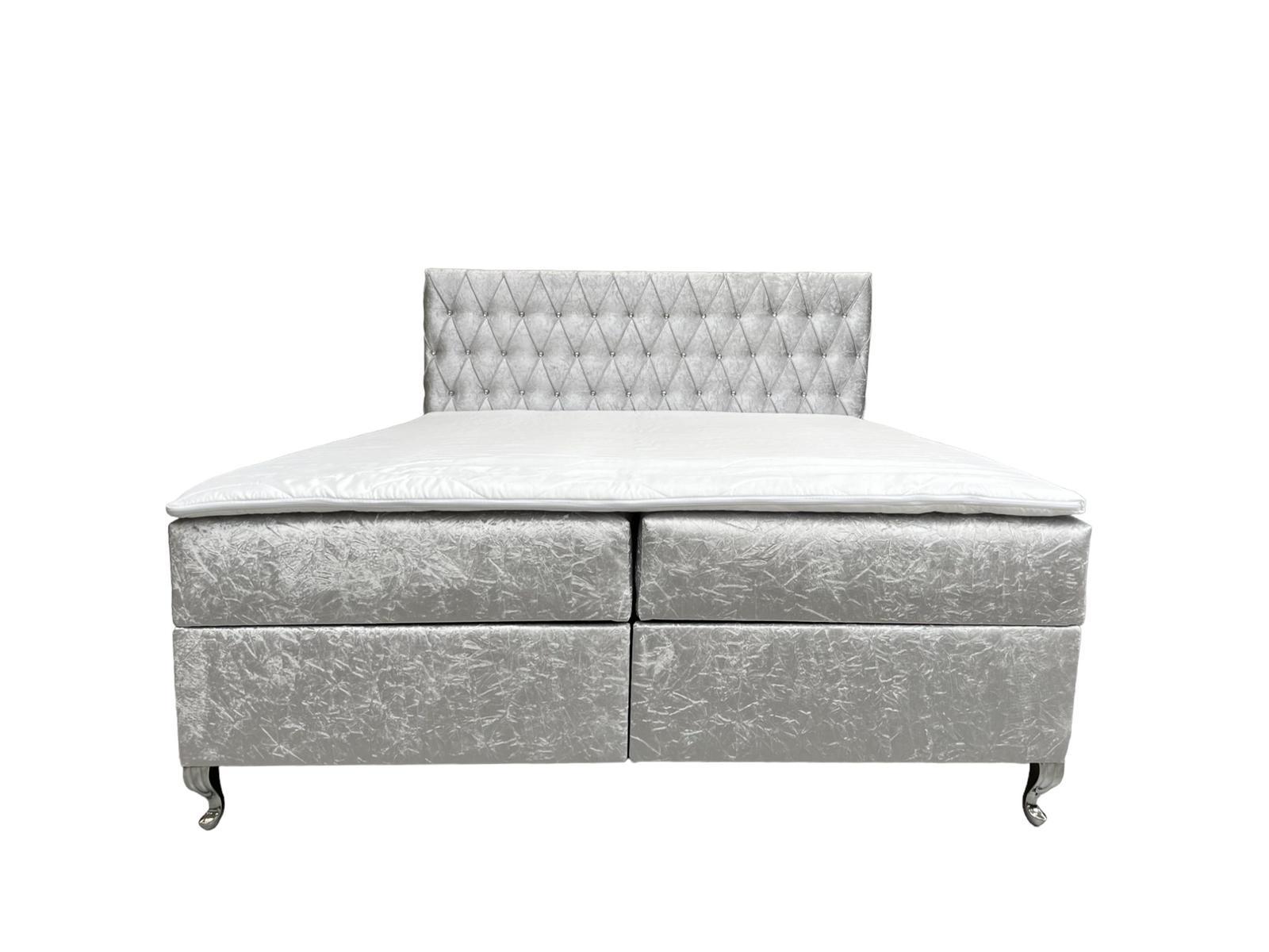 Łóżko GLACIO 160x200 cm z funkcją przechowywania i materacem do sypialni srebrne nr. 3