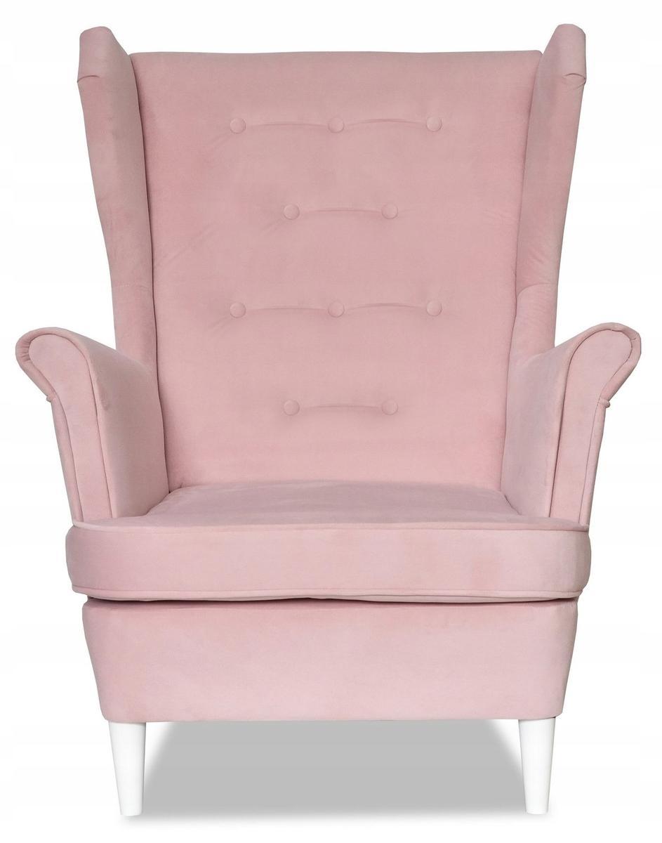 Fotel Uszak z podnóżkiem cukierkowy PINK różowy nr. 2