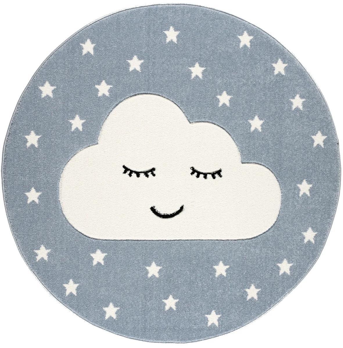 Dywan dziecięcy okrągły Smile Cloud Blue 133 cm do pokoju dziecięcego niebieski z chmurką nr. 2