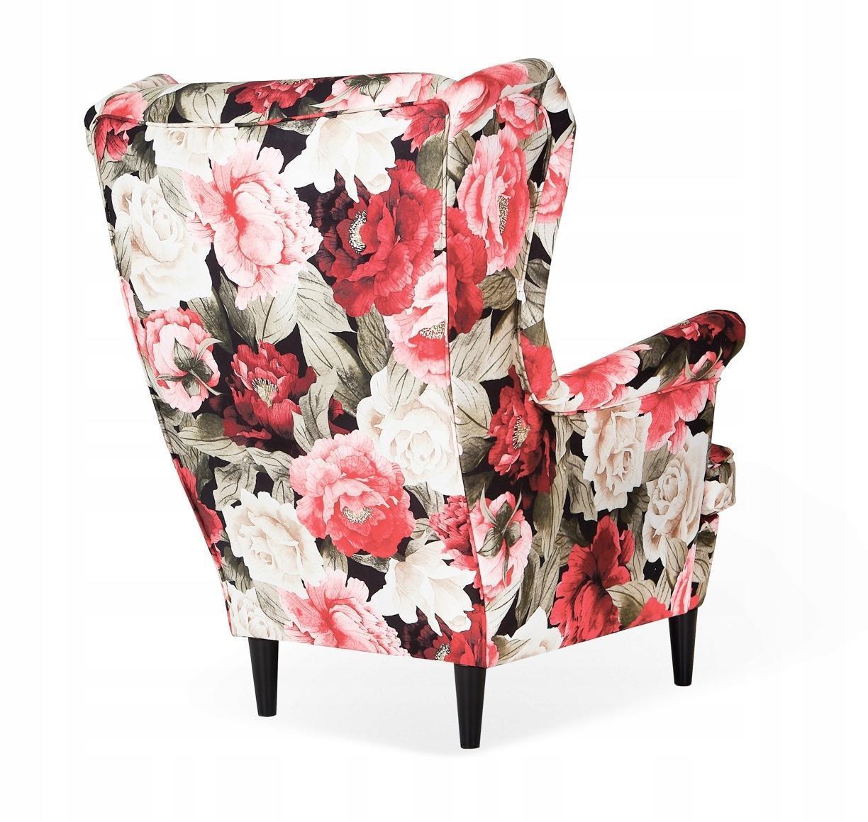 Fotel Uszak z podnóżkiem w kwiaty stylu angielskim nr. 3