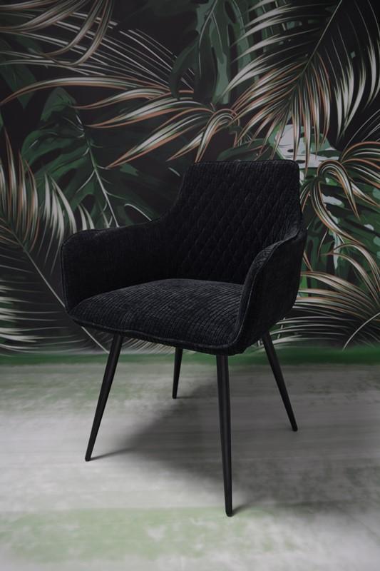 Fotel Lizbona krzesło 57,5x84,5x59 cm sztruks czarny metalowe nogi czarne do salonu nr. 6