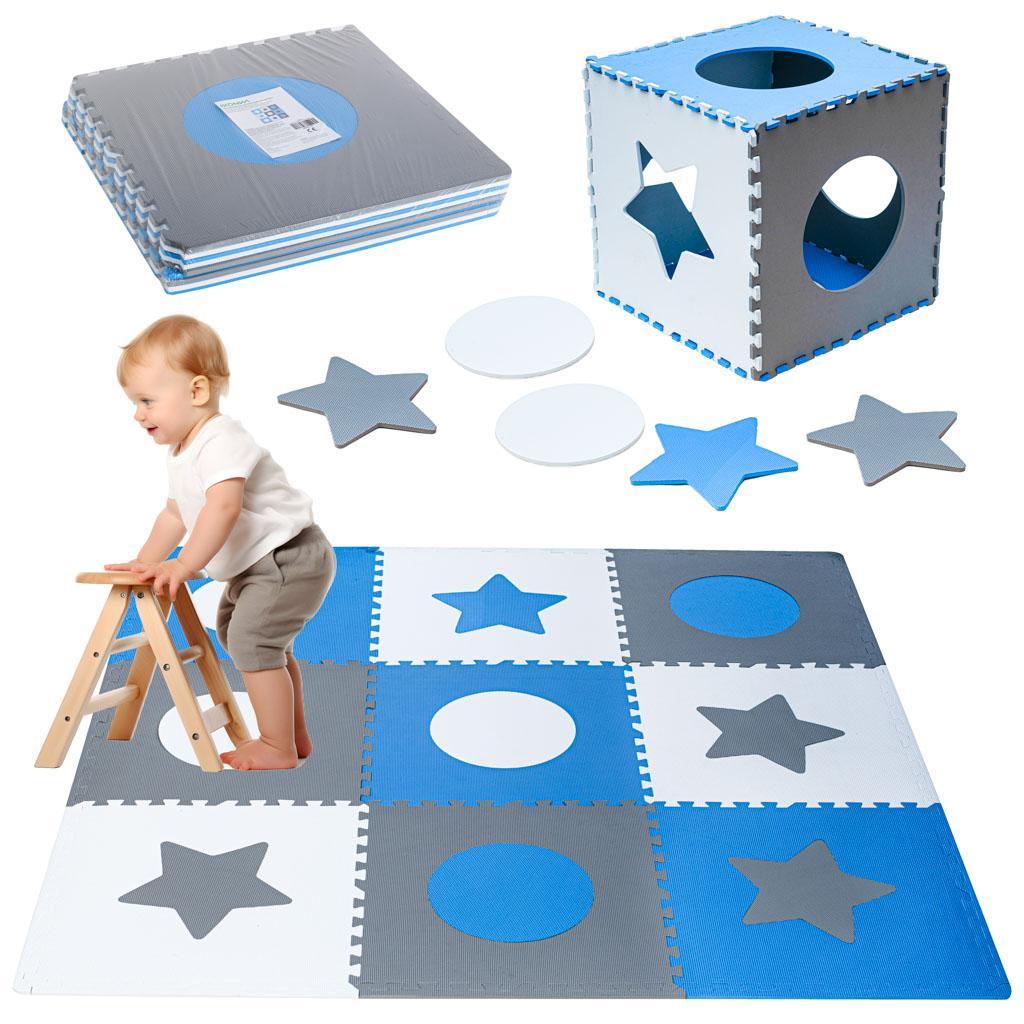 Puzzle piankowe mata dla dzieci 180x180cm 9 elementów szaro-niebieska nr. 2