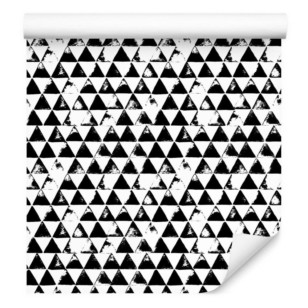 Tapeta czarno - białe trójkąty, dekoracja w nowoczesnym stylu  nr. 1