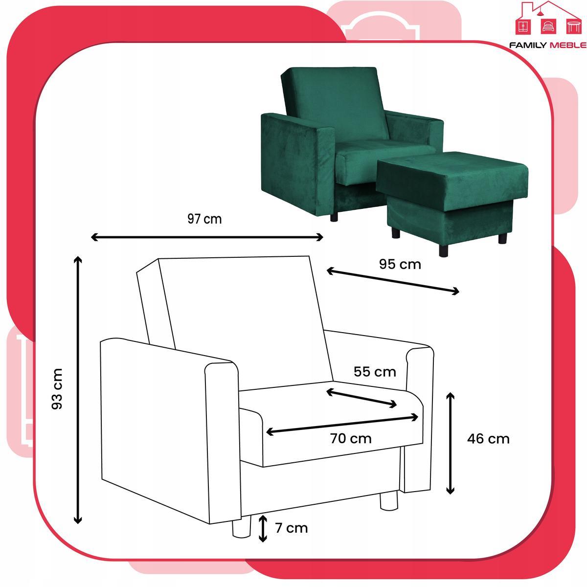 Fotel rozkładany z podnóżkiem Alicja ciemna zieleń 7 Full Screen
