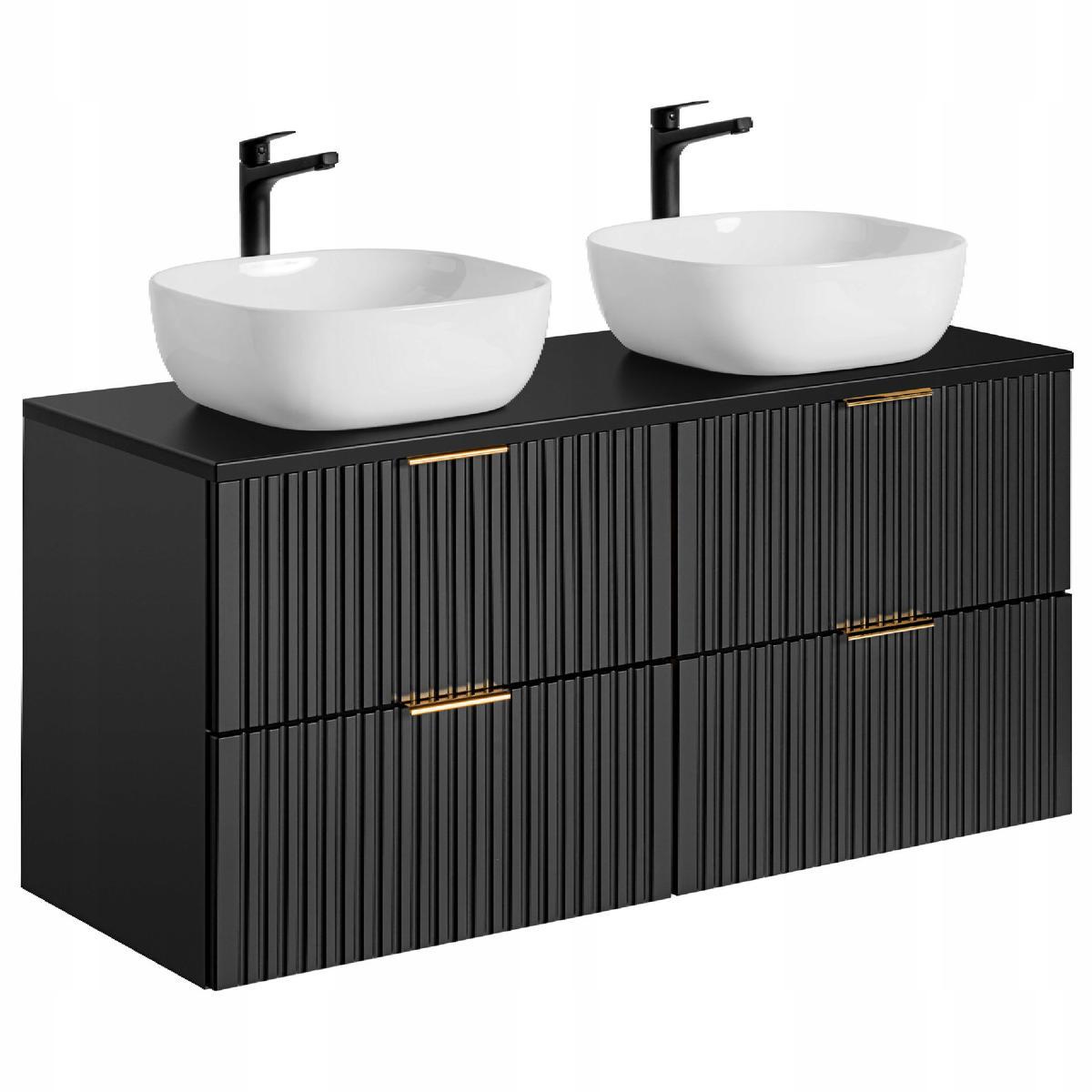 Zestaw mebli łazienkowych 120 cm ADEL BLACK z umywalkami i lustrem + słupek czarny nr. 3