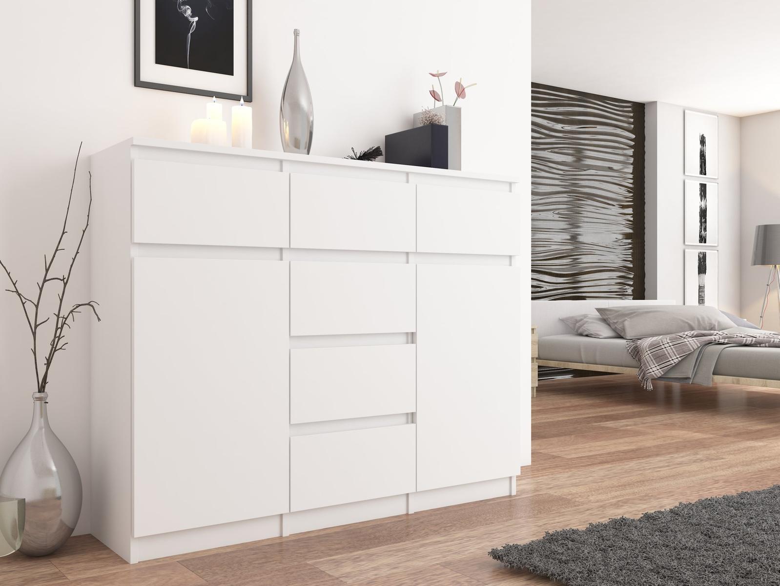 Komoda MODERN 120x40 cm biała szafki i szuflady zabudowane do sypialni salonu  nr. 2