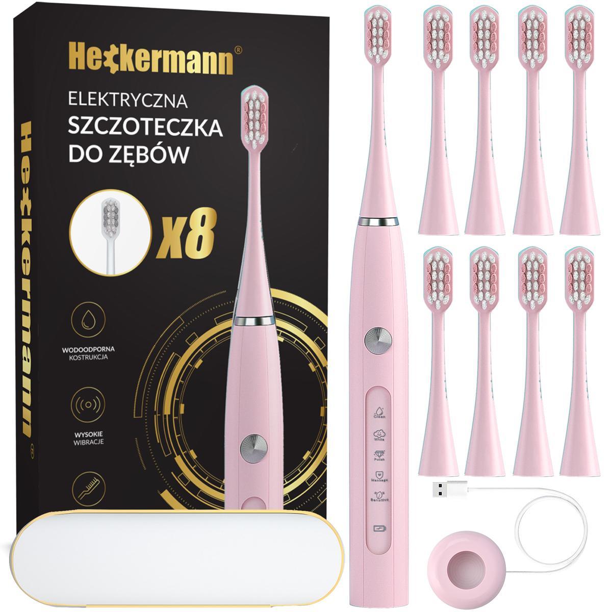 Zestaw Szczoteczka do zębów Heckermann DY-600 Różowa + akcesoria nr. 1