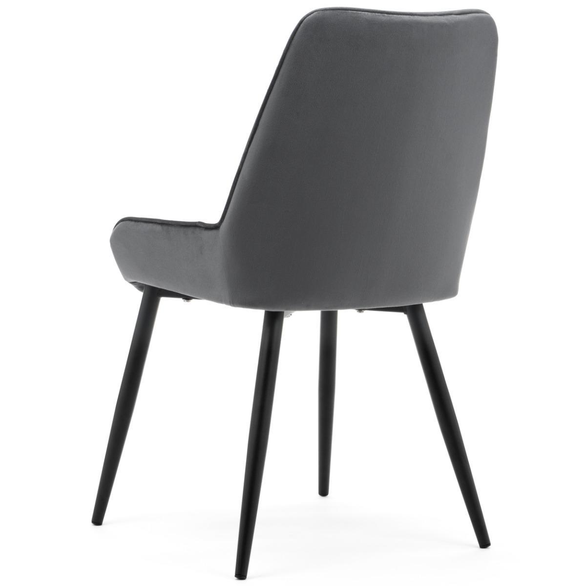 Krzesło LUCA szare tapicerowane welurem czarne nóżki do jadalni lub salonu 5 Full Screen