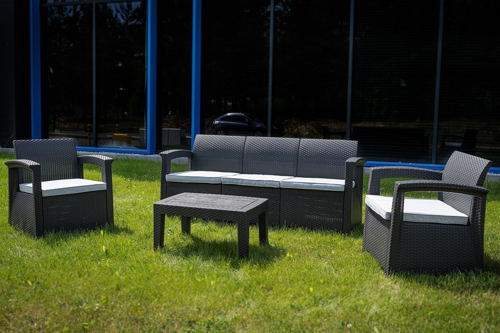 Zestaw mebli ogrodowych kanapa stół krzesła ogrodowe Heckermann® AC-RS009-3 nr. 4