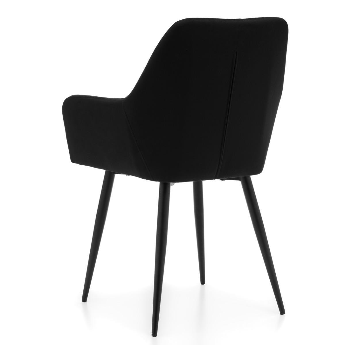 Krzesło IVO 55x88x54 cm tapicerowane welurem pikowane do jadalni lub salonu czarne nr. 7