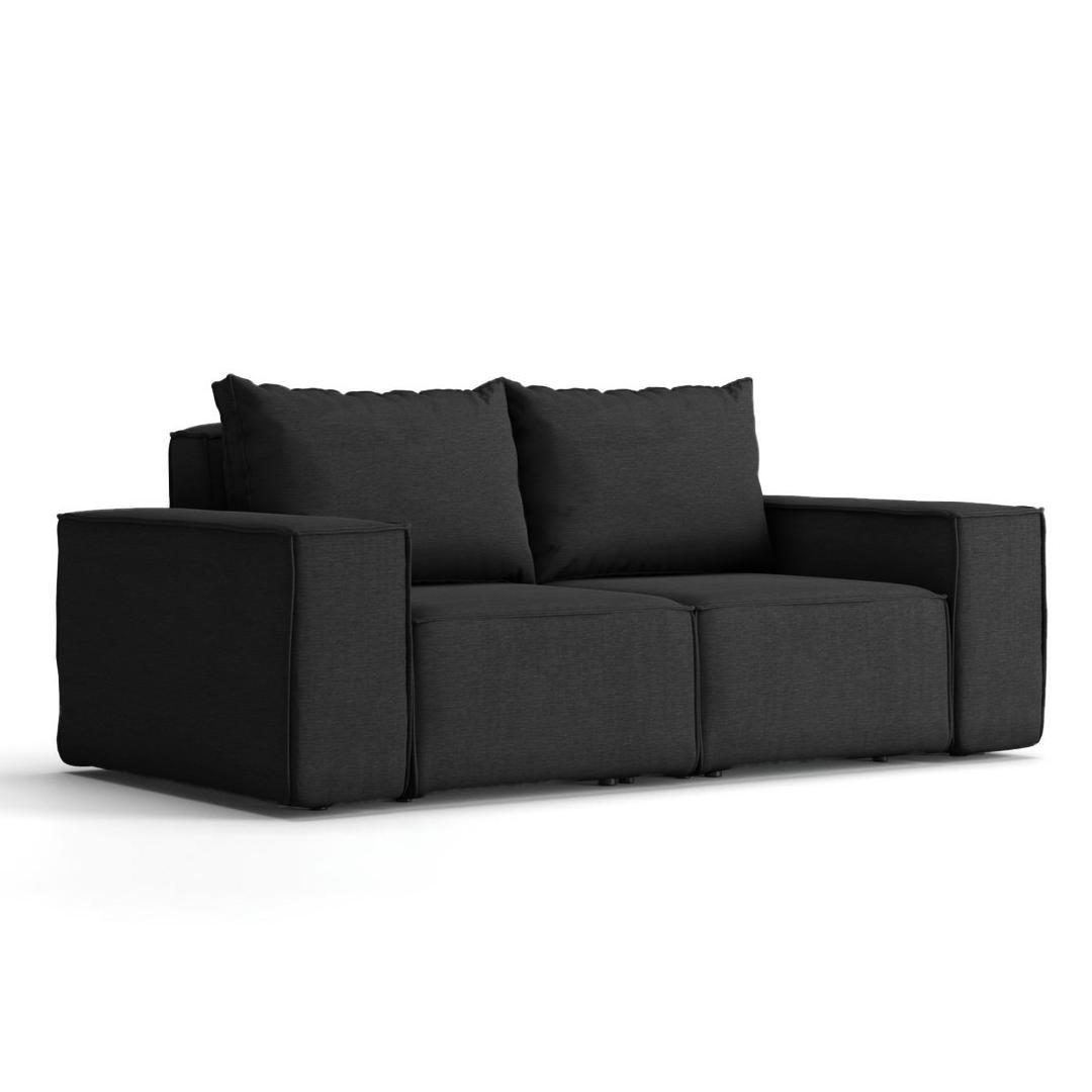 Sofa ogrodowa SONNE 180x73x88 cm dwuosobowa wodoodporna UV + 2 poduszki na taras do ogrodu czarna 0 Full Screen