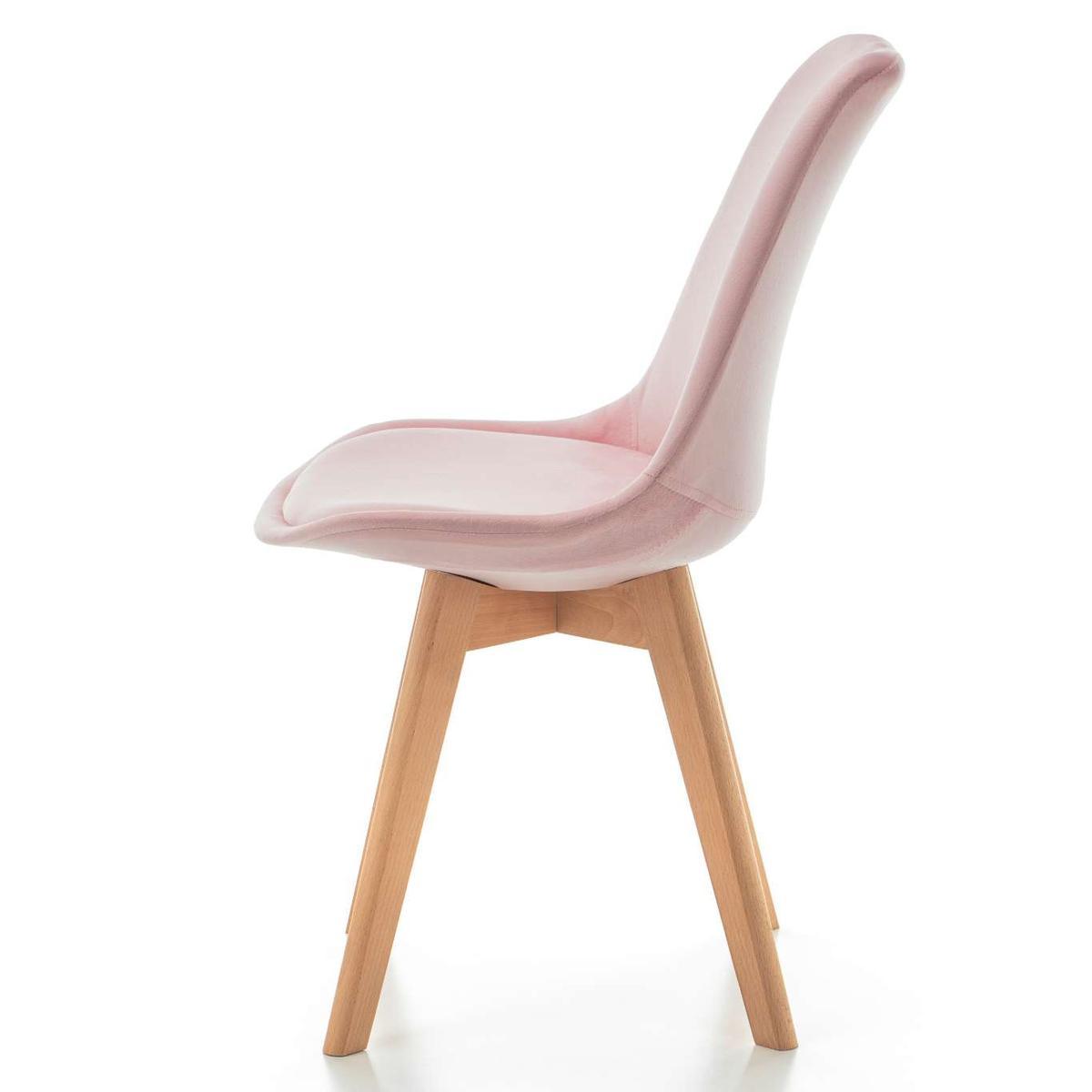 Krzesło DUBLIN różowe tapicerowane welurem z poduszką do jadalni lub salonu nr. 6