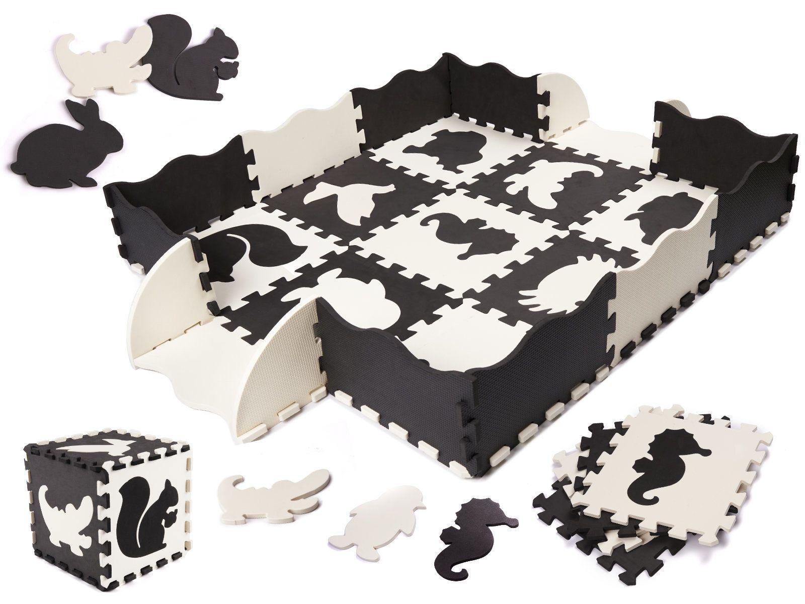 Puzzle piankowe mata kojec dla dzieci 25 elementów czarno-białe nr. 1