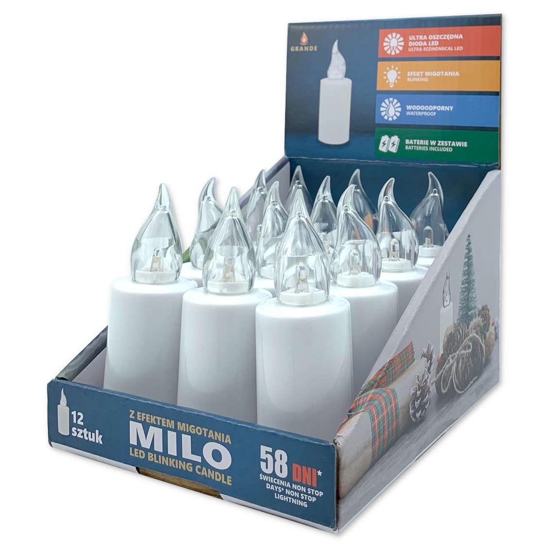 Wkłady do zniczy LED Grande Milo 12 sztuk białe nr. 1