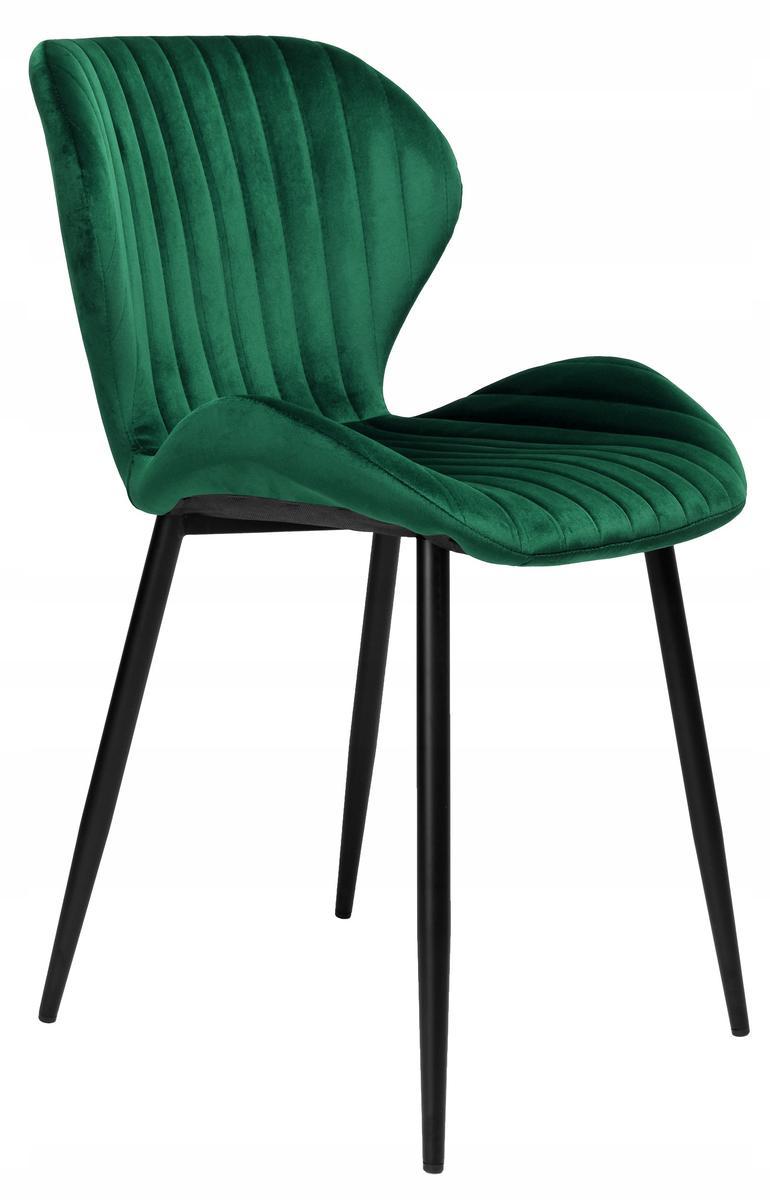 Krzesło welurowe 48x80x47 cm DALLAS VELVET zielone czarne nóżki do jadalni lub salonu  1 Full Screen