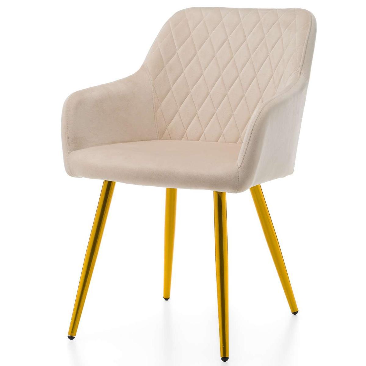 Krzesło TODI beżowe welurowe złote nóżki nowoczesne do jadalni lub salonu  nr. 4
