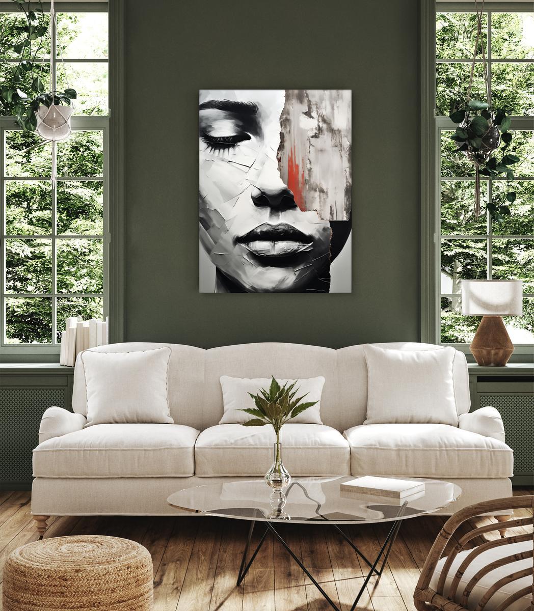 Obraz Do Sypialni Abstrakcyjny PORTRET Kobiety Usta Beton Mur 80x120cm 3 Full Screen