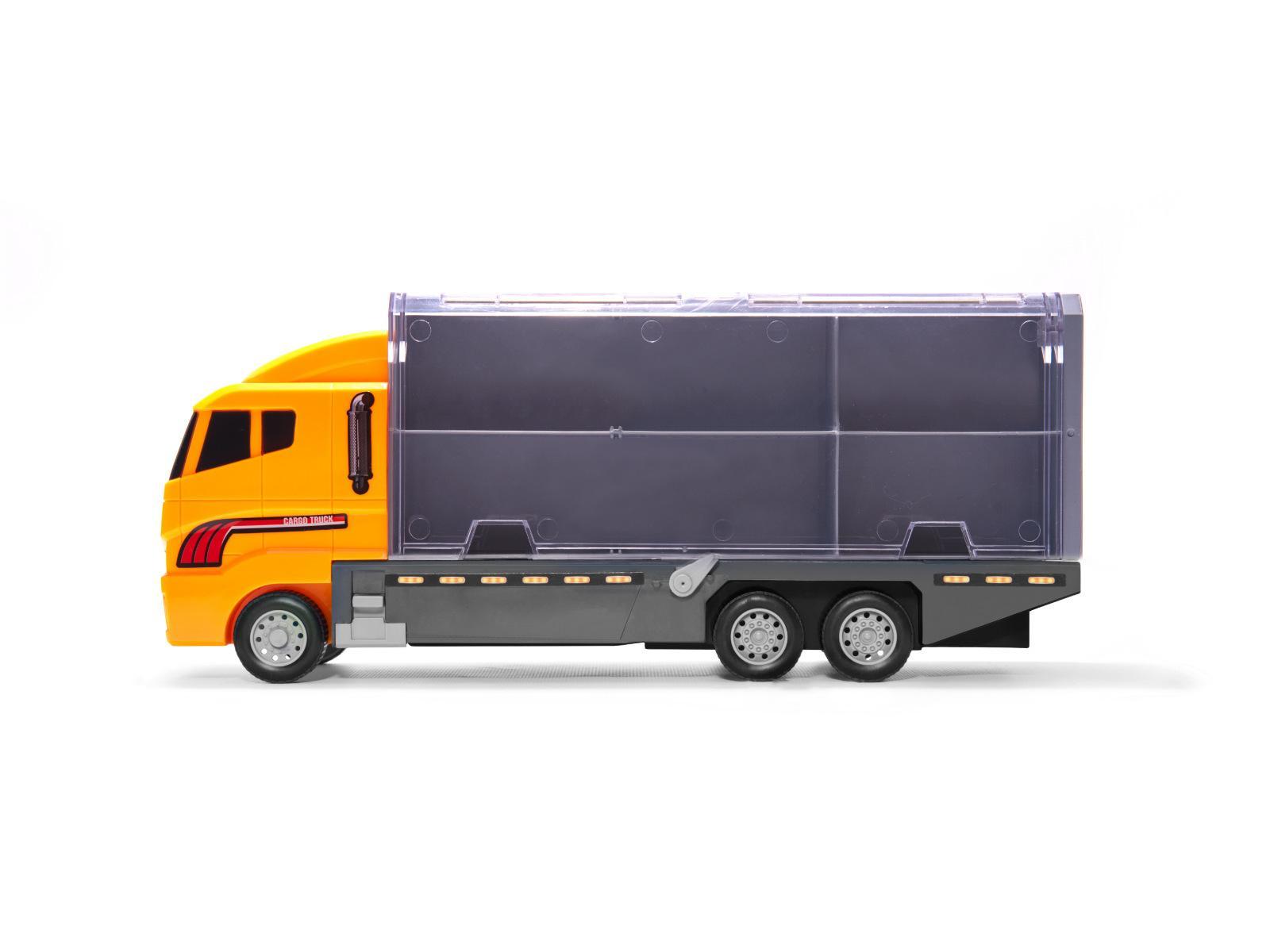 Transporter ciężarówka TIR wyrzutnia + metalowe auta maszyny budowlane zabawka dla dzieci 15x10x36cm nr. 12