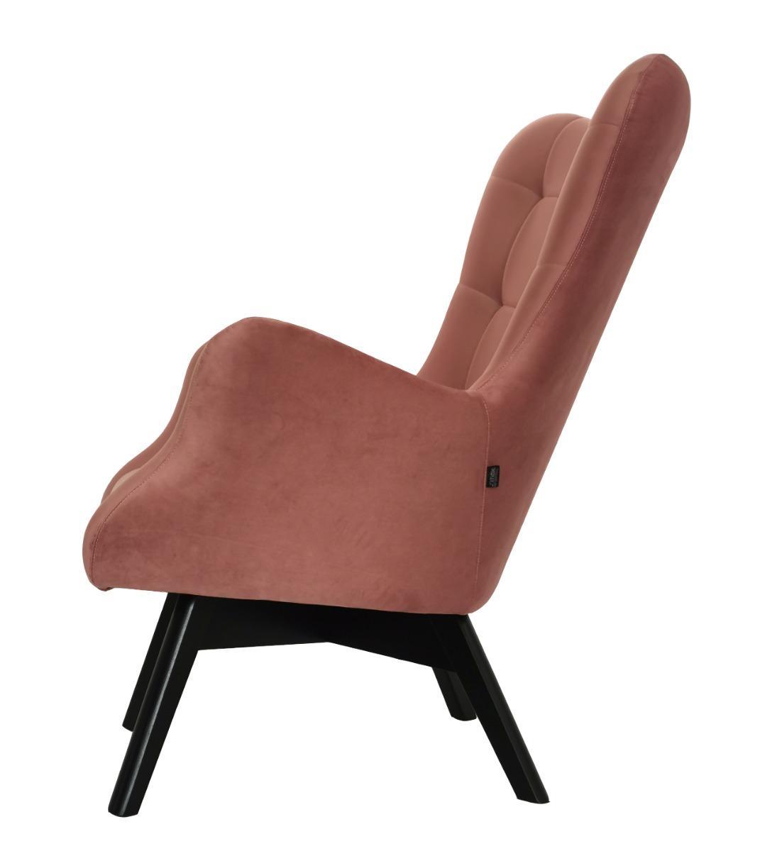 Fotel skandynawski ETERNO 77x102x87 cm różowy z czarnymi nogami do salonu  nr. 3