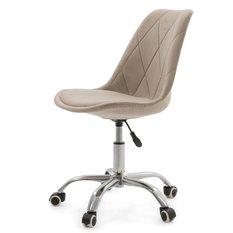 Krzesło do biurka DUBLIN biurowe krzesło obrotowe welurowe z poduszka do pokoju biura ciemnobeżowe - Miniaturka zdjęcia nr 4