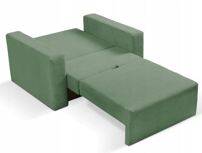 Fotel amerykanka jednoosobowa 110x100 cm z funkcją spania z pojemnikiem sztruks POSO zielony nr. 2