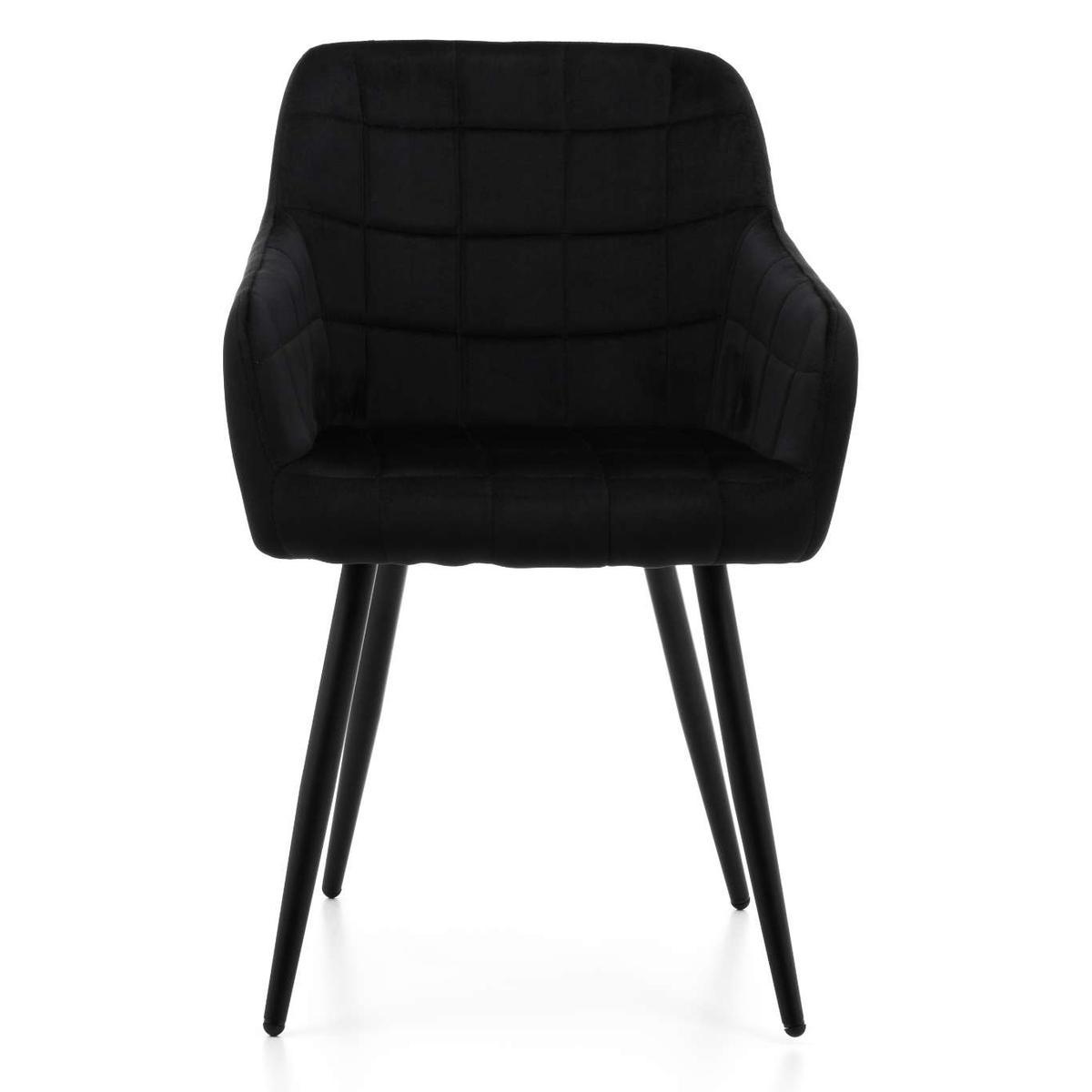 Krzesło ORTE czarne tapicerowane welurowe pikowane do jadalni lub salonu nr. 2