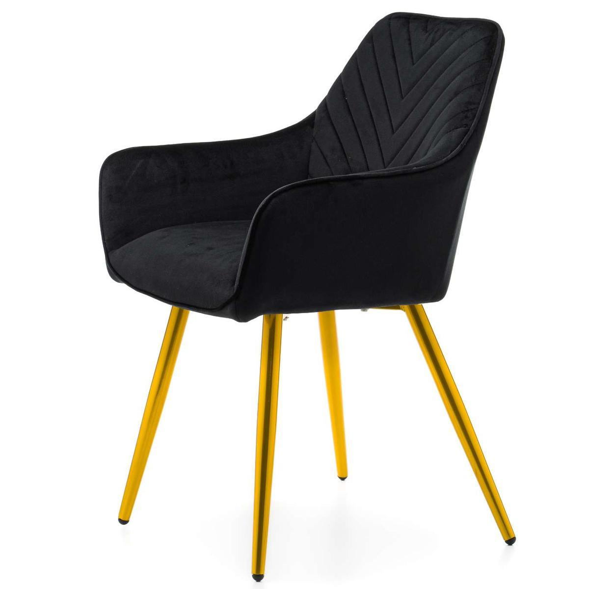 Krzesło VASTO czarne tapicerowane welurem złote nóżki do jadalni lub salonu nr. 5