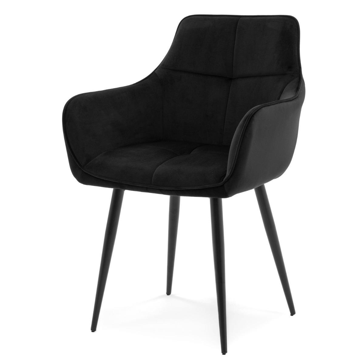 Krzesło QUATTRO w kolorze czarnym tapicerowane welurowe velvet aksamit do jadalni lub salonu  nr. 3