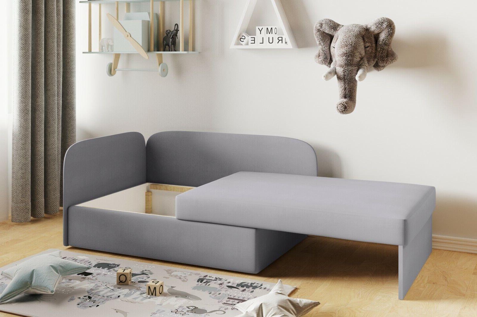 Sofa WINNIE 107x64x170 cm rozkładana z funkcją spania i skrzynią do pokoju dziecka różowy szary nr. 3