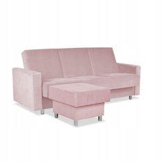Wersalka Narożnik Alicja z pufą sofa kanapa rozkładana Family Meble różowa