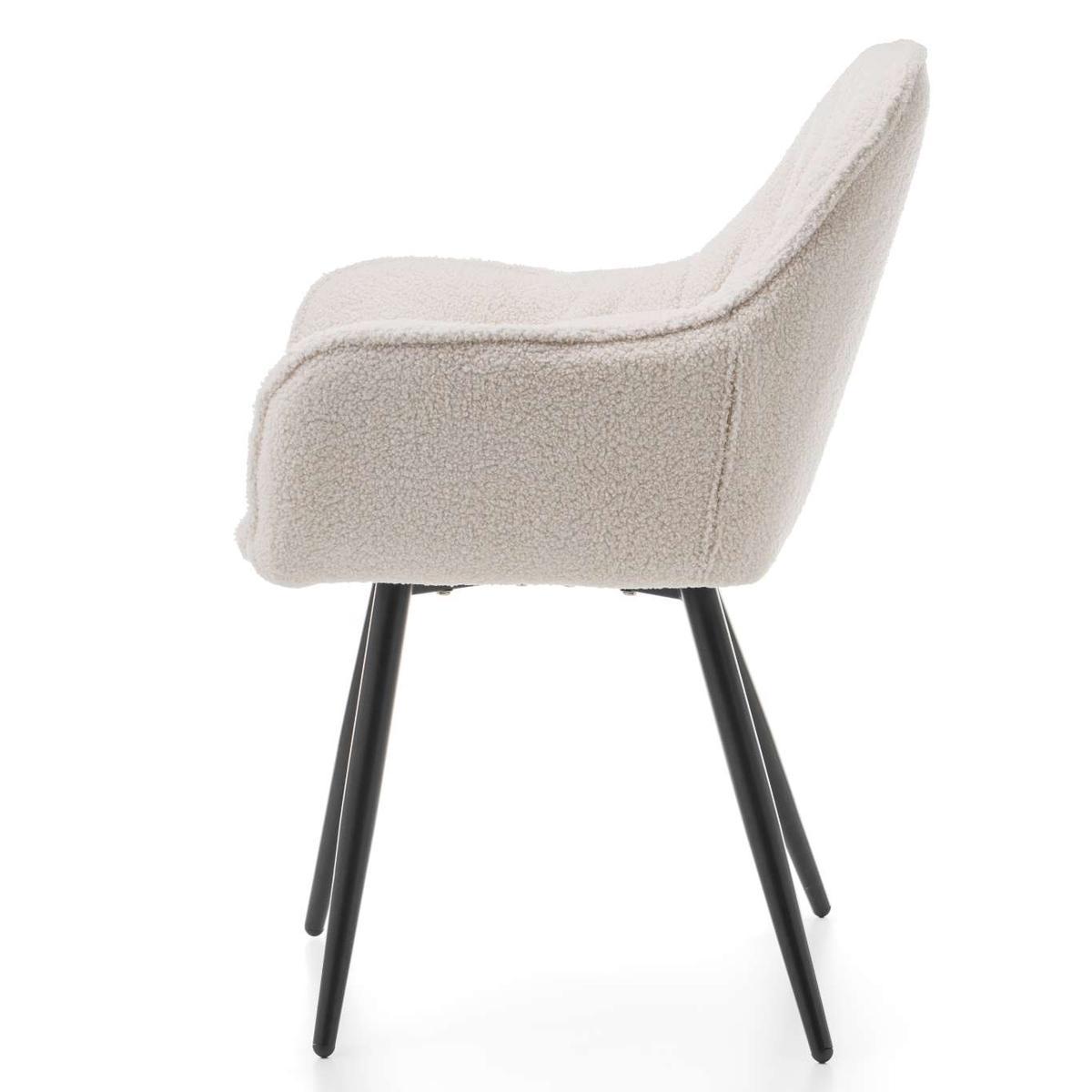 Krzesło TEDDY BUKLA jasnobeżowe tapicerowane pikowane tkaniną do salonu nr. 6