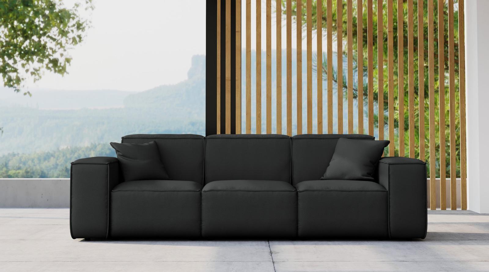 Sofa ogrodowa MALIBU 245x103x88 cm wodoodporna UV 3-os + 2 poduszki do ogrodu czarna nr. 2