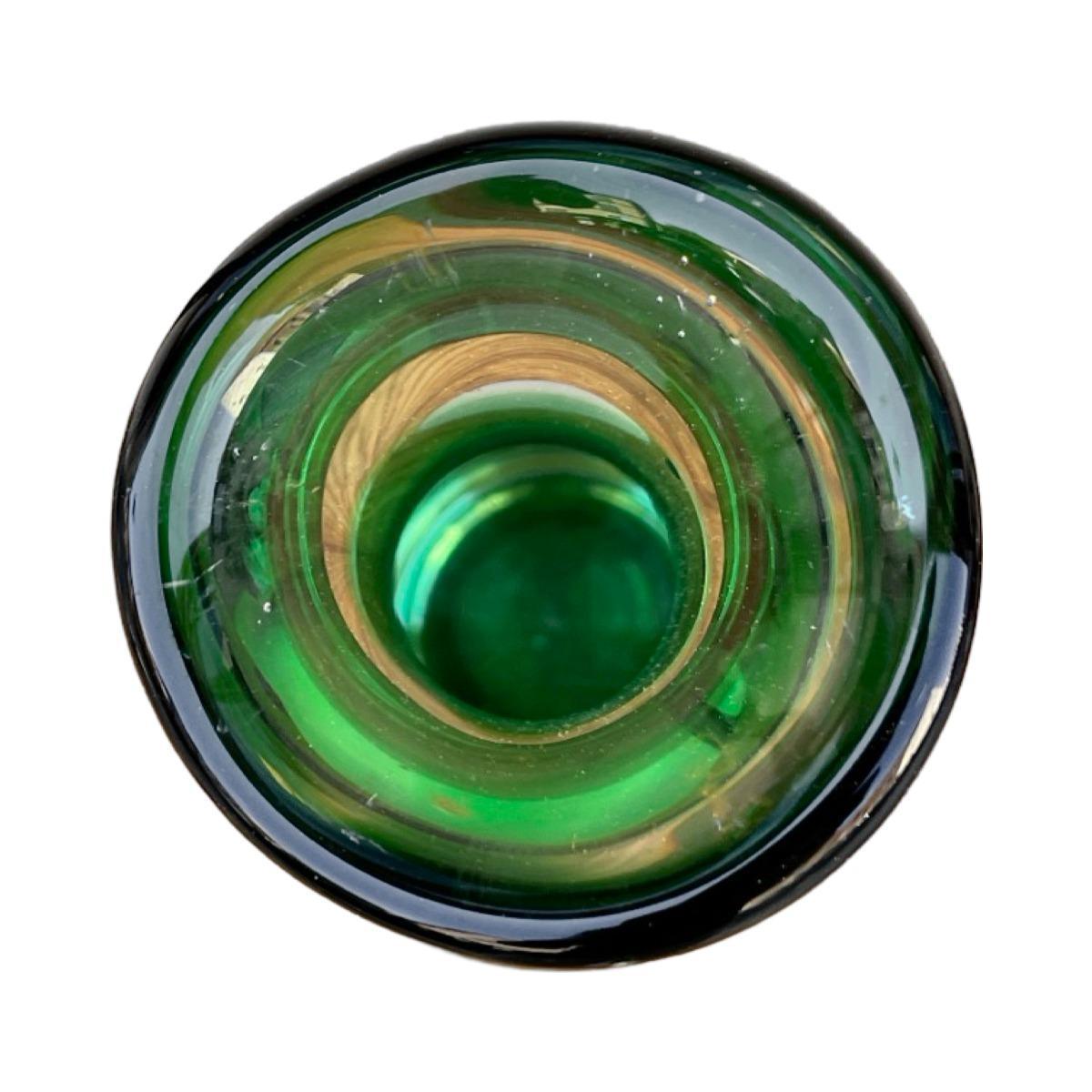 Zielony, szklany Wazon, proj. E. Beranek, Skrdlovice, Czechosłowacja, lata 60. nr. 7