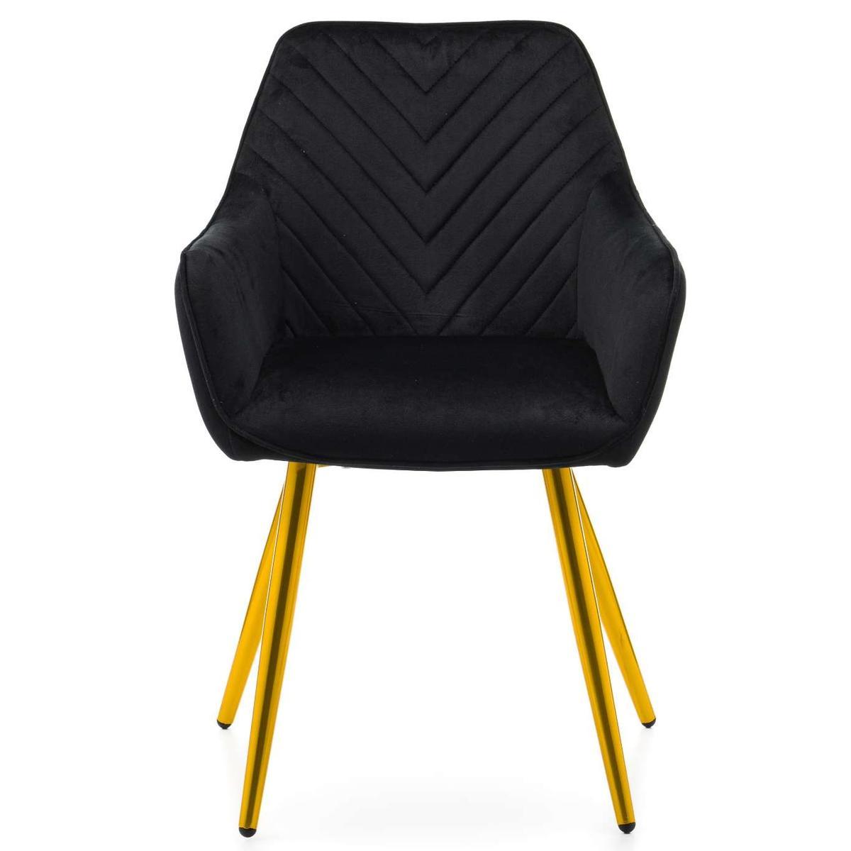 Krzesło VASTO czarne tapicerowane welurem złote nóżki do jadalni lub salonu nr. 2