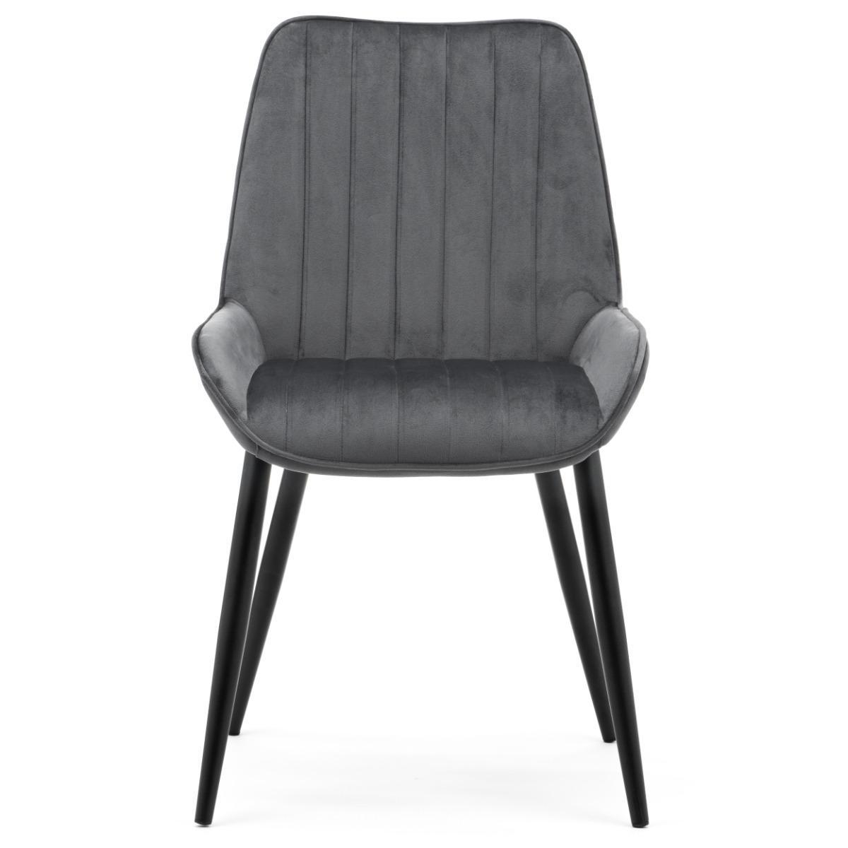Krzesło LUCA szare tapicerowane welurem czarne nóżki do jadalni lub salonu 1 Full Screen