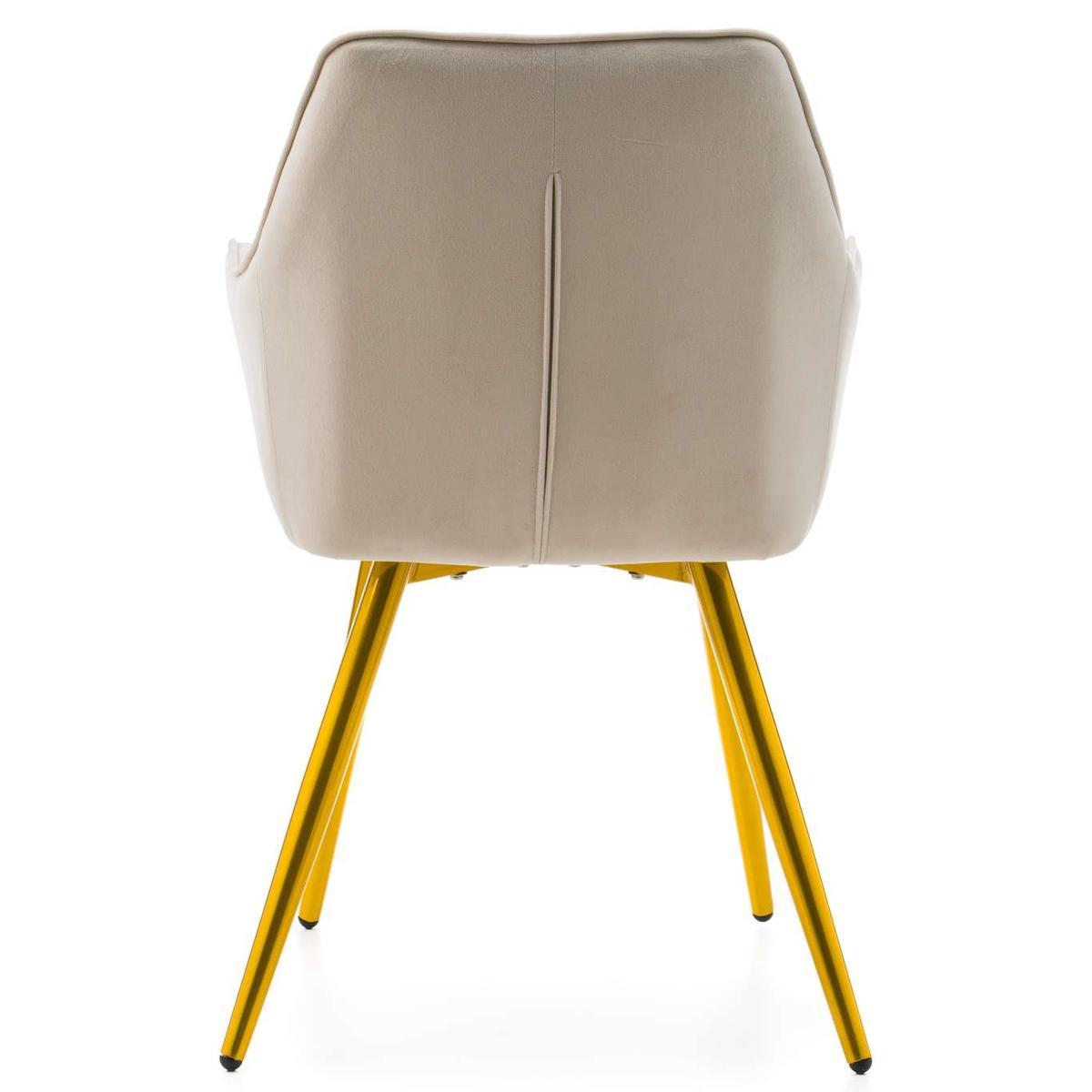Krzesło VASTO beżowe tapicerowane welurem złote nóżki do jadalni lub salonu nr. 8