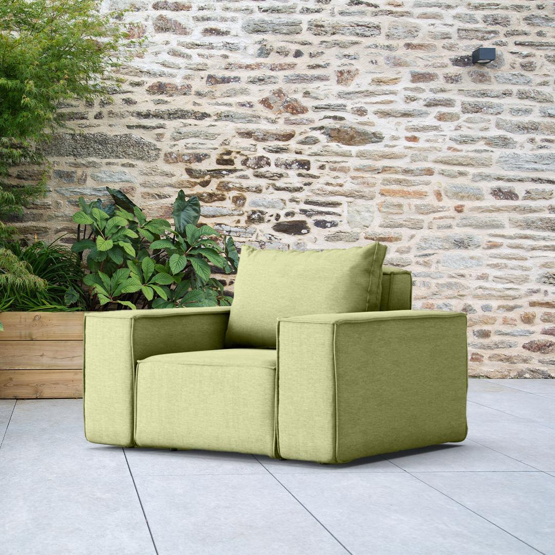 Sofa jednoosobowa SONNE 115x73x88 cm wodoodporna UV do ogrodu + poduszka zielona nr. 2