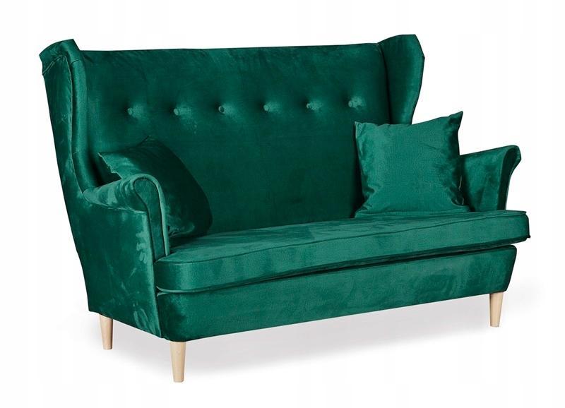 Sofa Uszak + 2 fotele +2 podnóżki butelkowa zieleń nr. 2