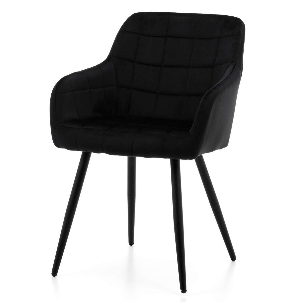 Krzesło ORTE czarne tapicerowane welurowe pikowane do jadalni lub salonu nr. 4