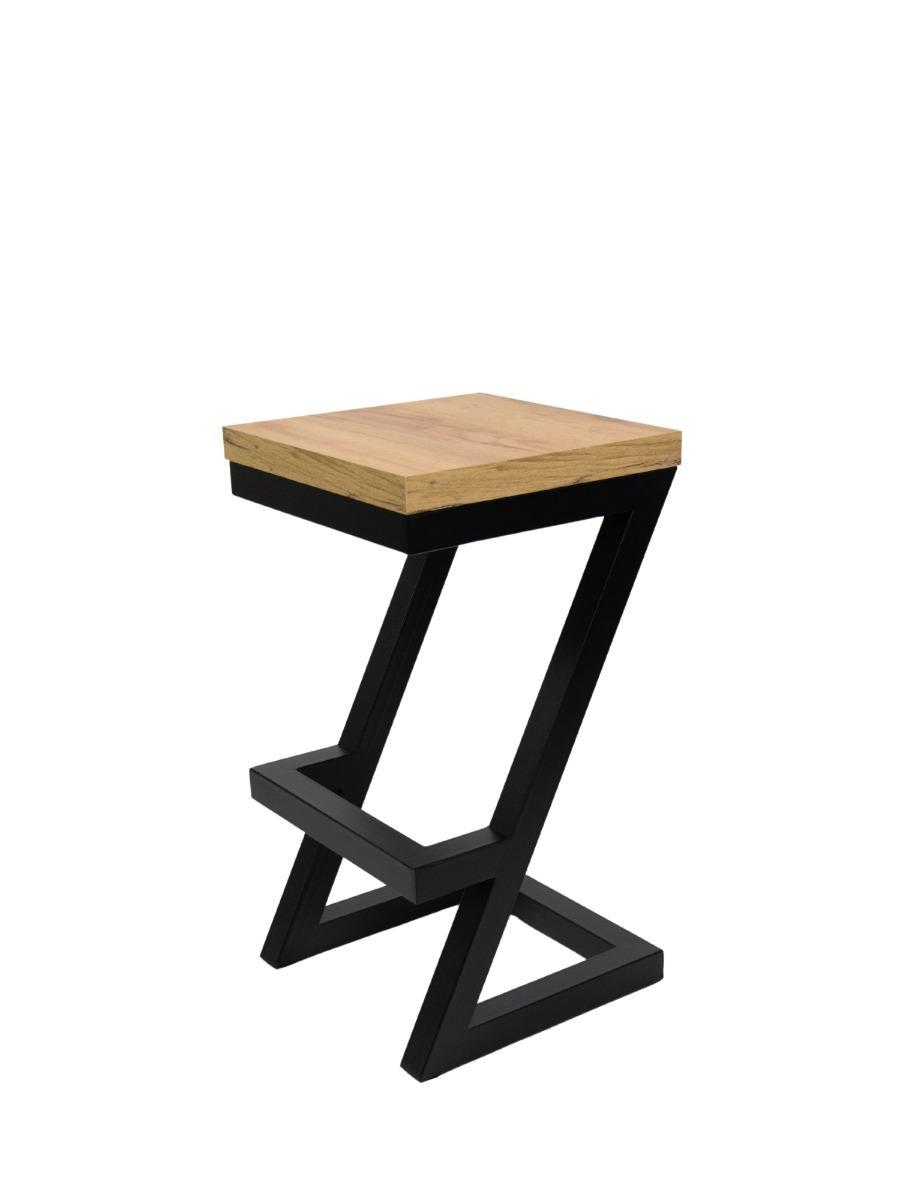 Hoker krzesło barowe 35x65x35 cm loftowy industrialny dąb craft złoty do kuchni baru nr. 4