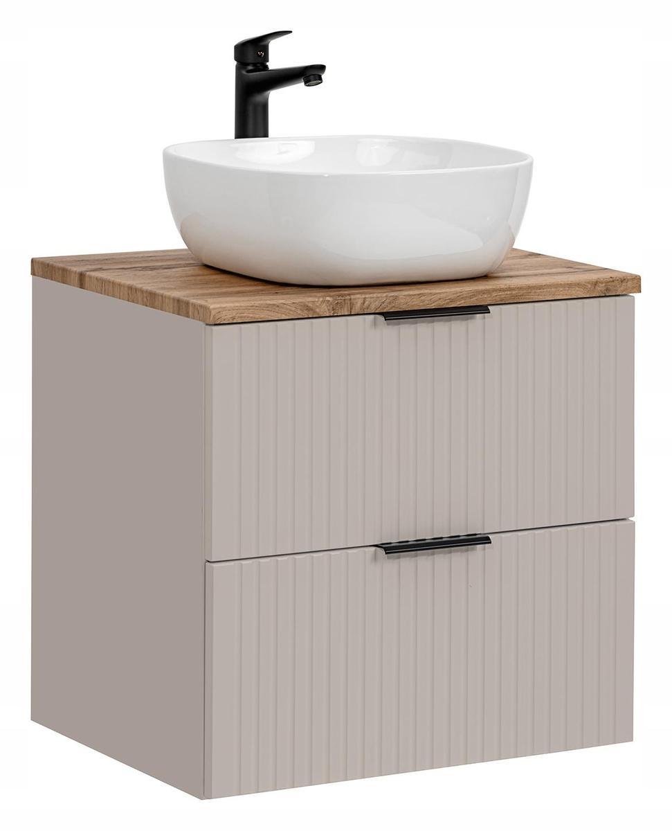 Szafka łazienkowa z umywalką 60 cm ADEL CASHMERE z blatem dąb wotan i szufladami kaszmirowa nr. 1
