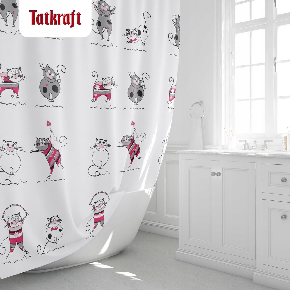 Tatkraft Funny Cats tekstylna zasłona prysznicowa 5 Full Screen