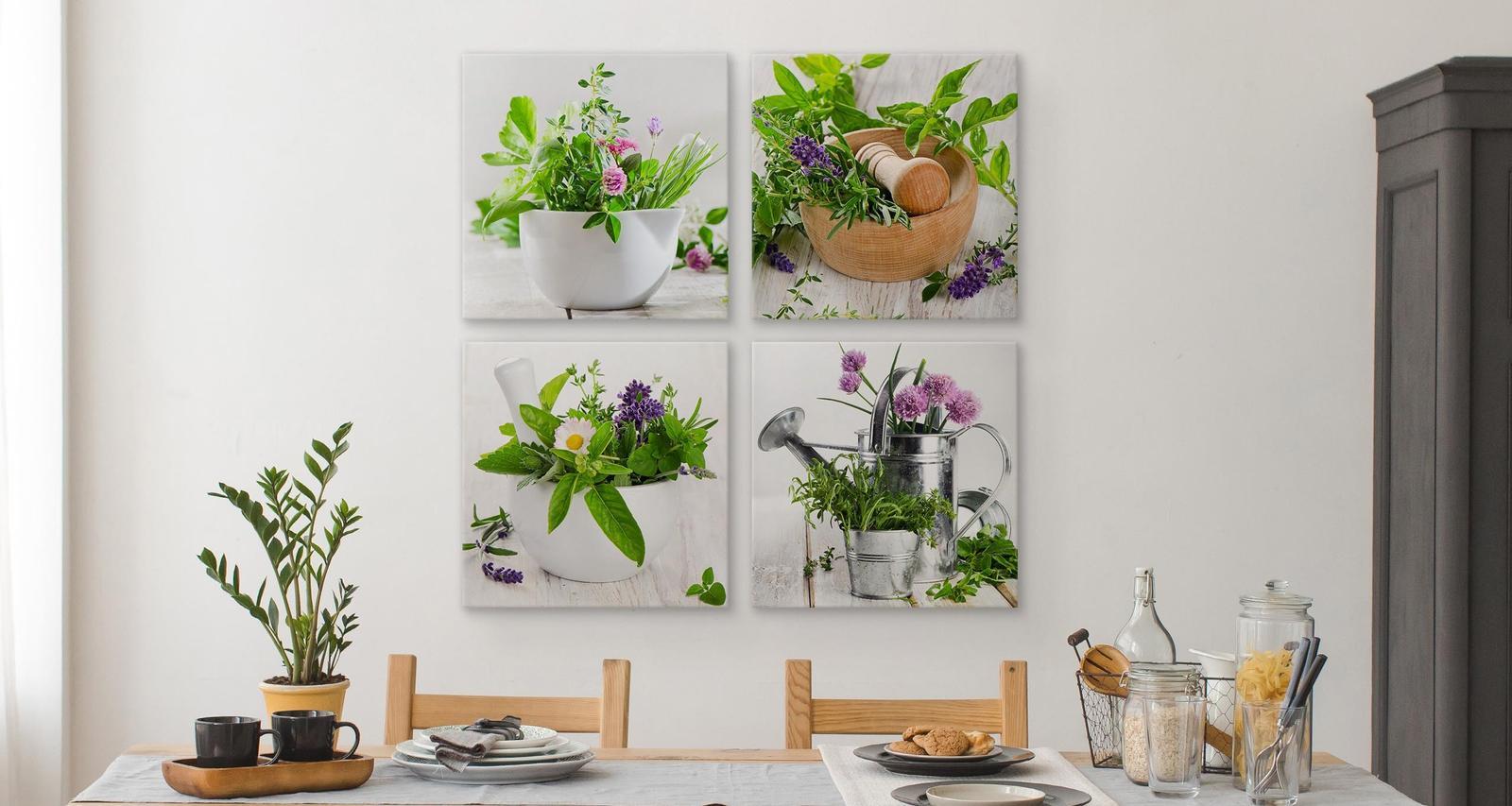 Obrazy Do Kuchni SET Świeże ZIOŁA Przyprawy Rośliny Natura Kwiaty 60x60cm nr. 6