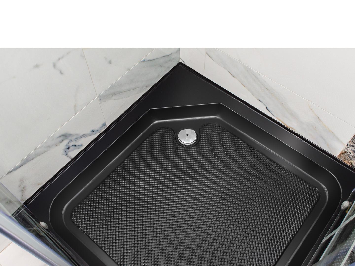 Zestaw Kabina prysznicowa 90x90 biała LOFT czarny brodzik 13cm z syfonem 7 Full Screen