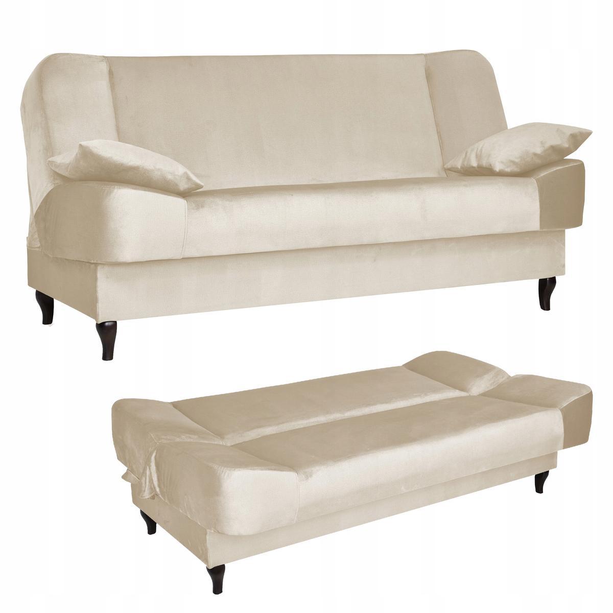 Wersalka SARA 200x95 cm kremowa rozkładana kanapa z pojemnikiem sofa do salonu Monolith nr. 1