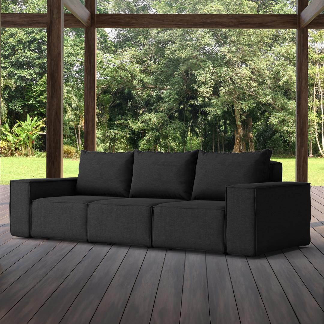 Sofa ogrodowa SONNE 245x88x73 cm 3 - osobowa wodoodporna na taras do ogrodu czarna 1 Full Screen