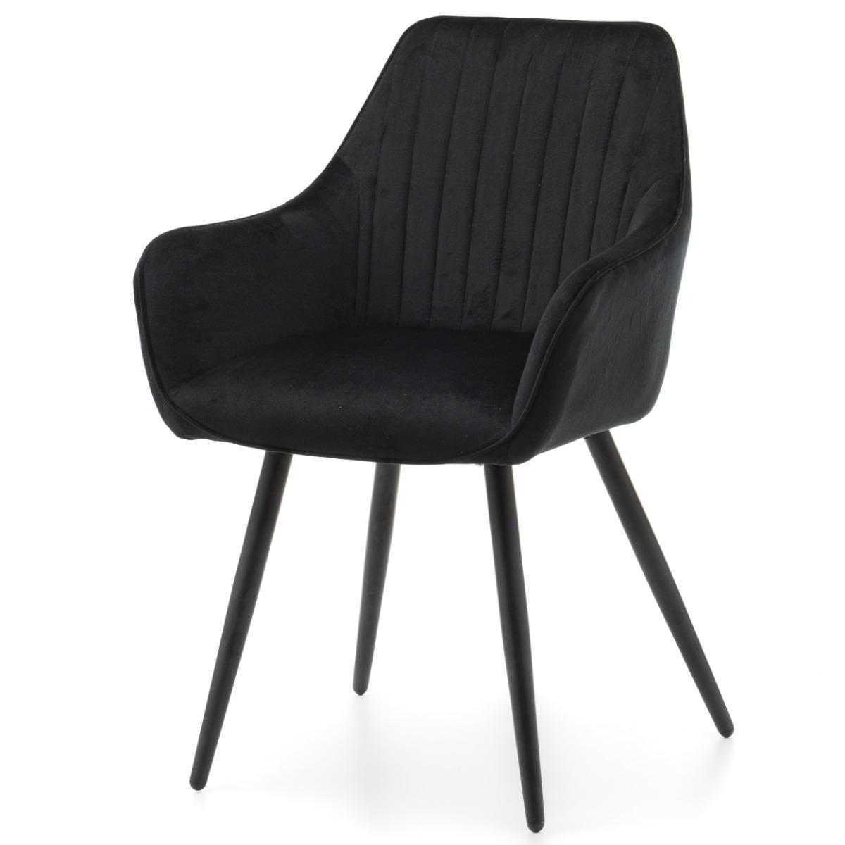 Krzesło PASSO czarne tapicerowane welurem pikowane do jadalni lub salonu  nr. 4