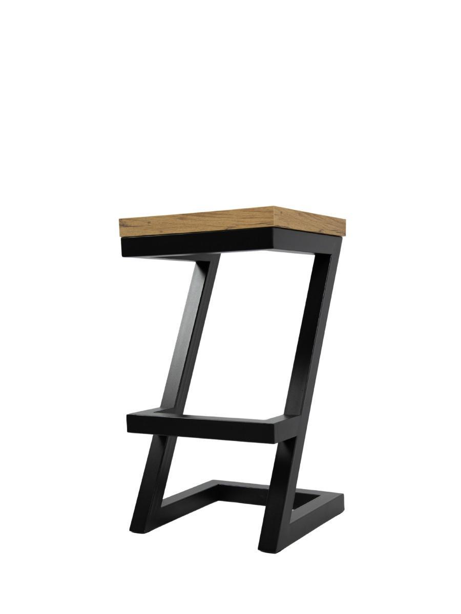 Hoker krzesło barowe 35x65x35 cm loftowy industrialny dąb craft złoty do kuchni baru nr. 1